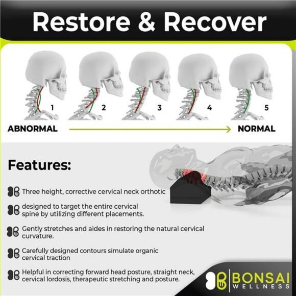 Cervical Traction Orthotic Chiropractic Neck Alignment Device (Black) - Picture 14 of 14